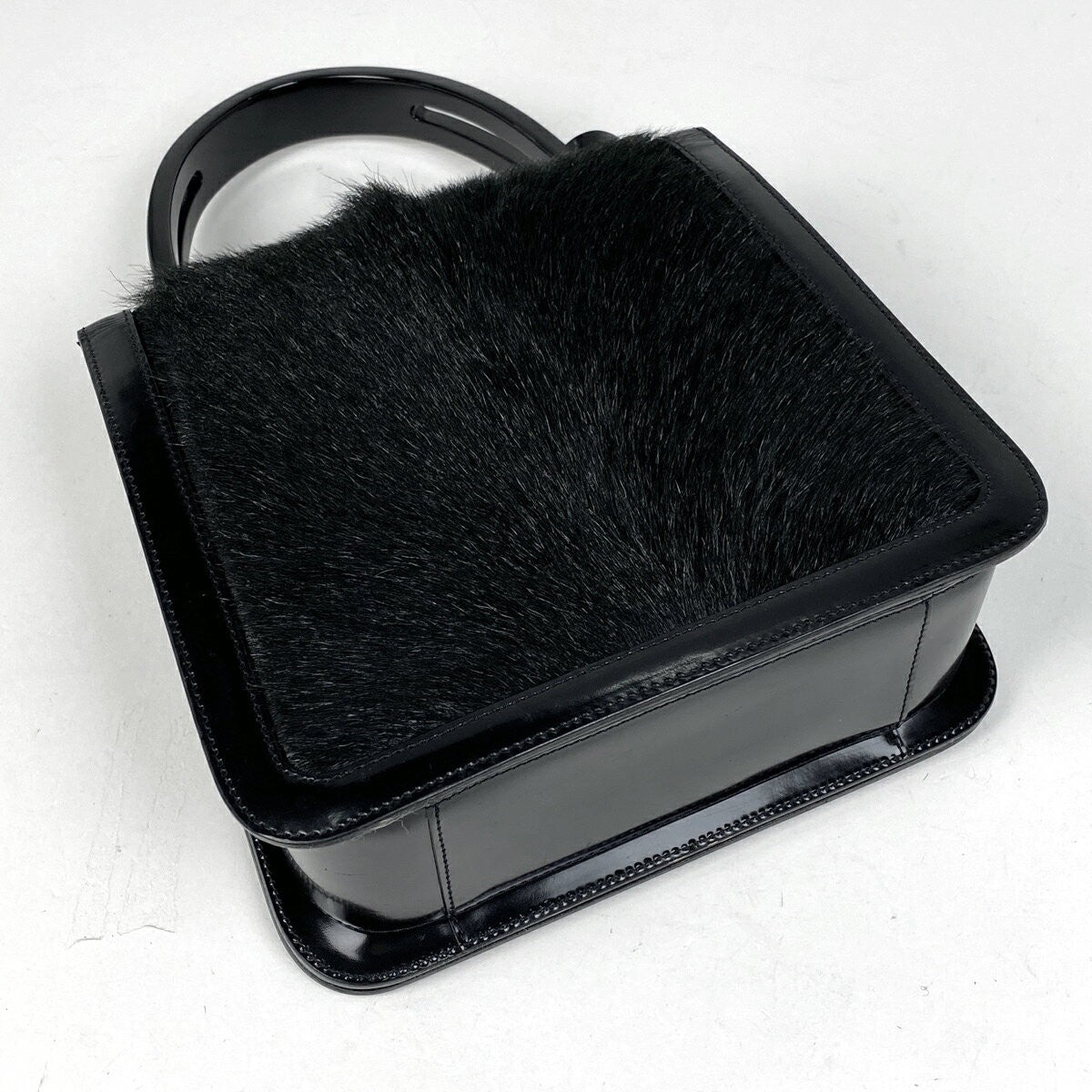 CELINE Hand Bag Tote Purse Patent Leather Black Authentic