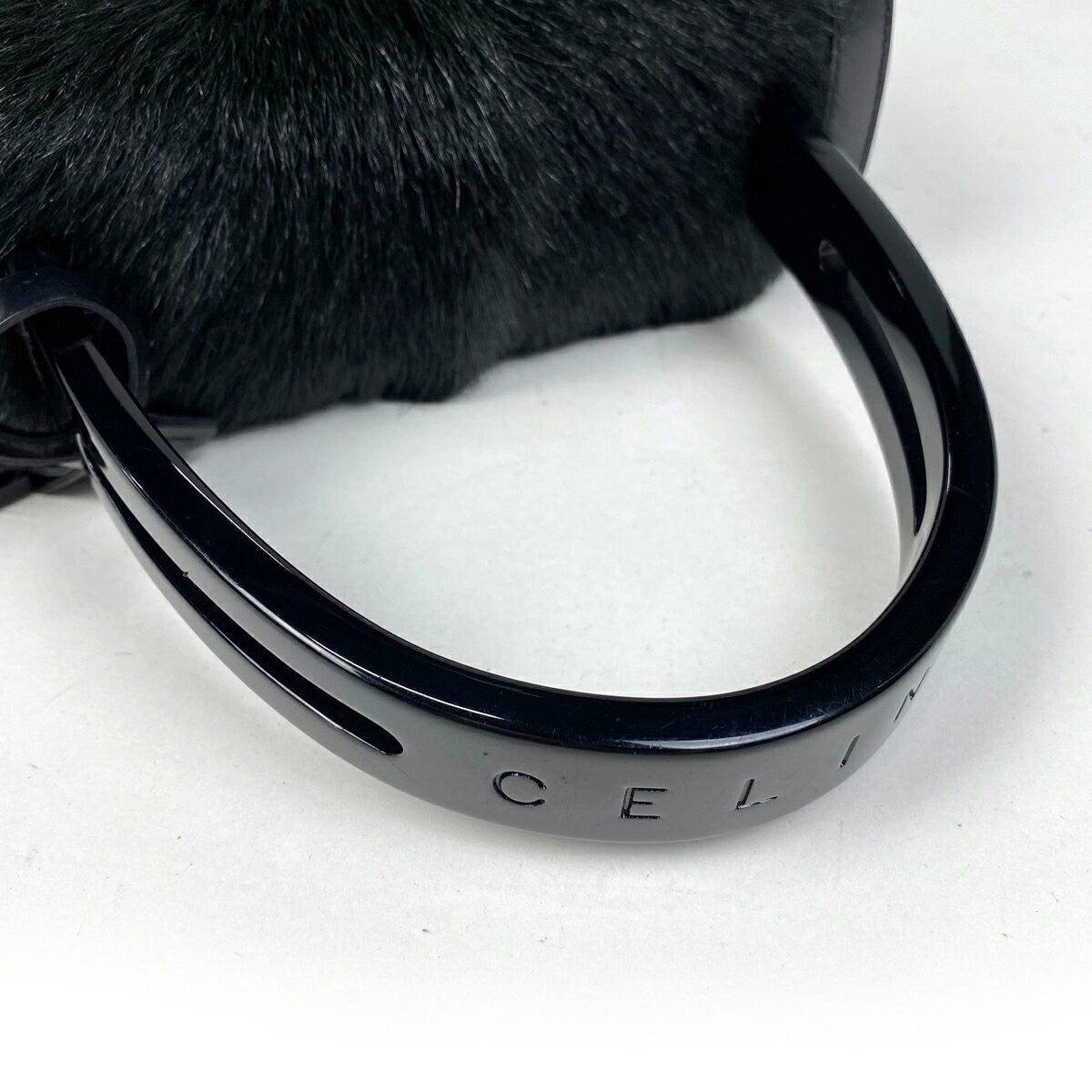 CELINE Hand Bag Tote Purse Patent Leather Black Authentic
