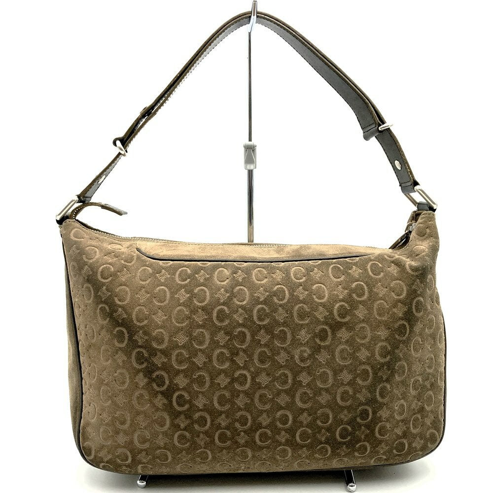 CELINE Hand Shoulder Bag Tote Purse C Macadam Suede Leather Brown Authentic