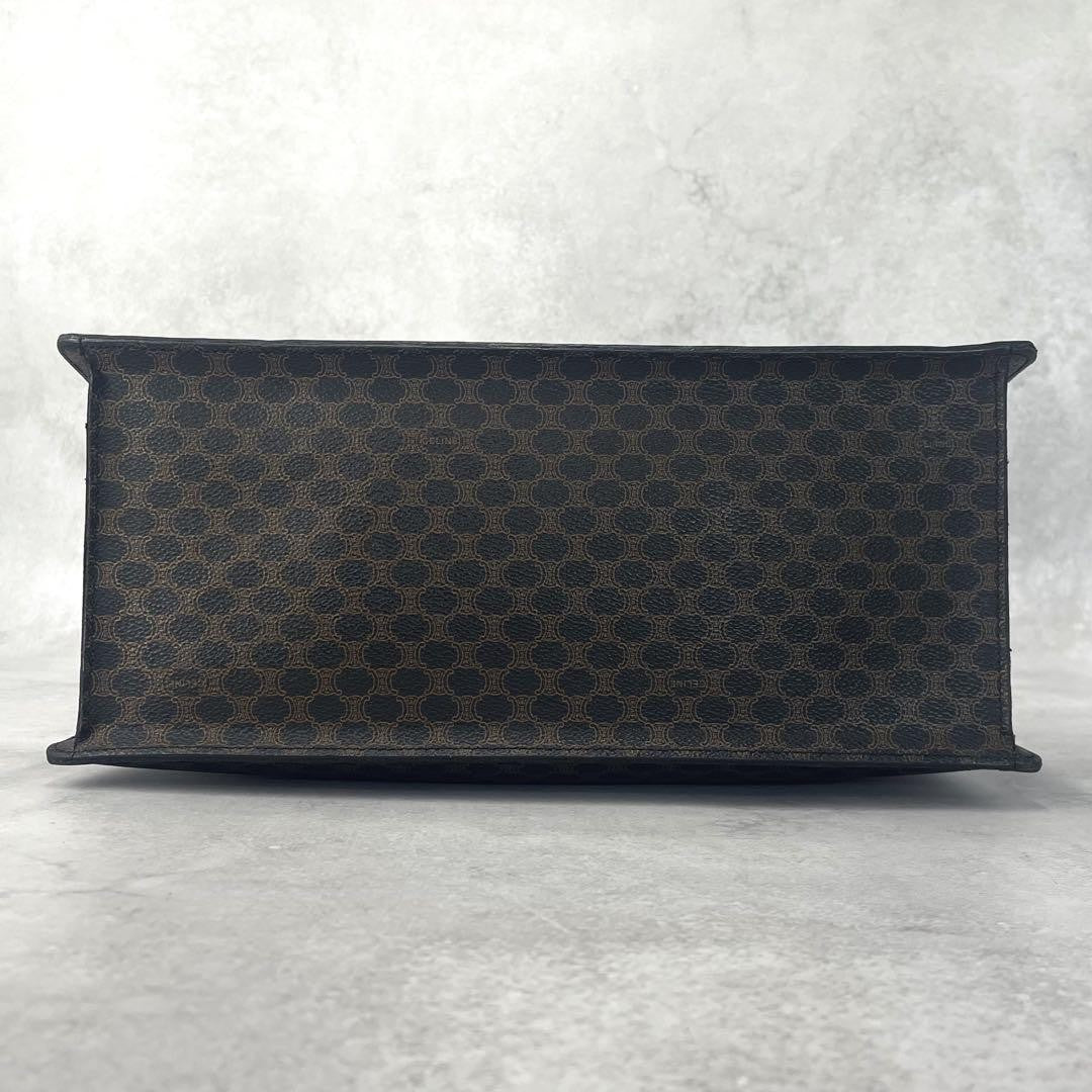 CELINE Hand Bag Tote Purse Macadam PVC Leather Black Authentic