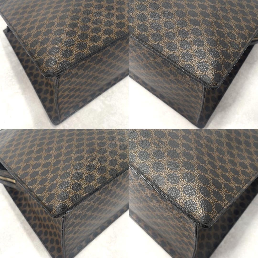 CELINE Hand Bag Tote Purse Macadam PVC Leather Black Authentic