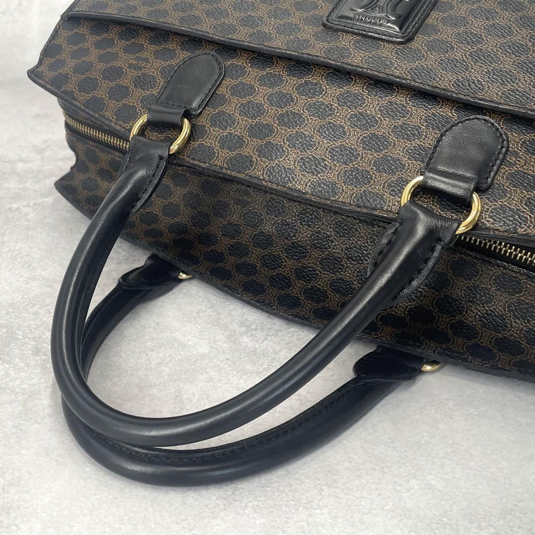 CELINE Hand Bag Tote Purse Macadam PVC Leather Black Authentic