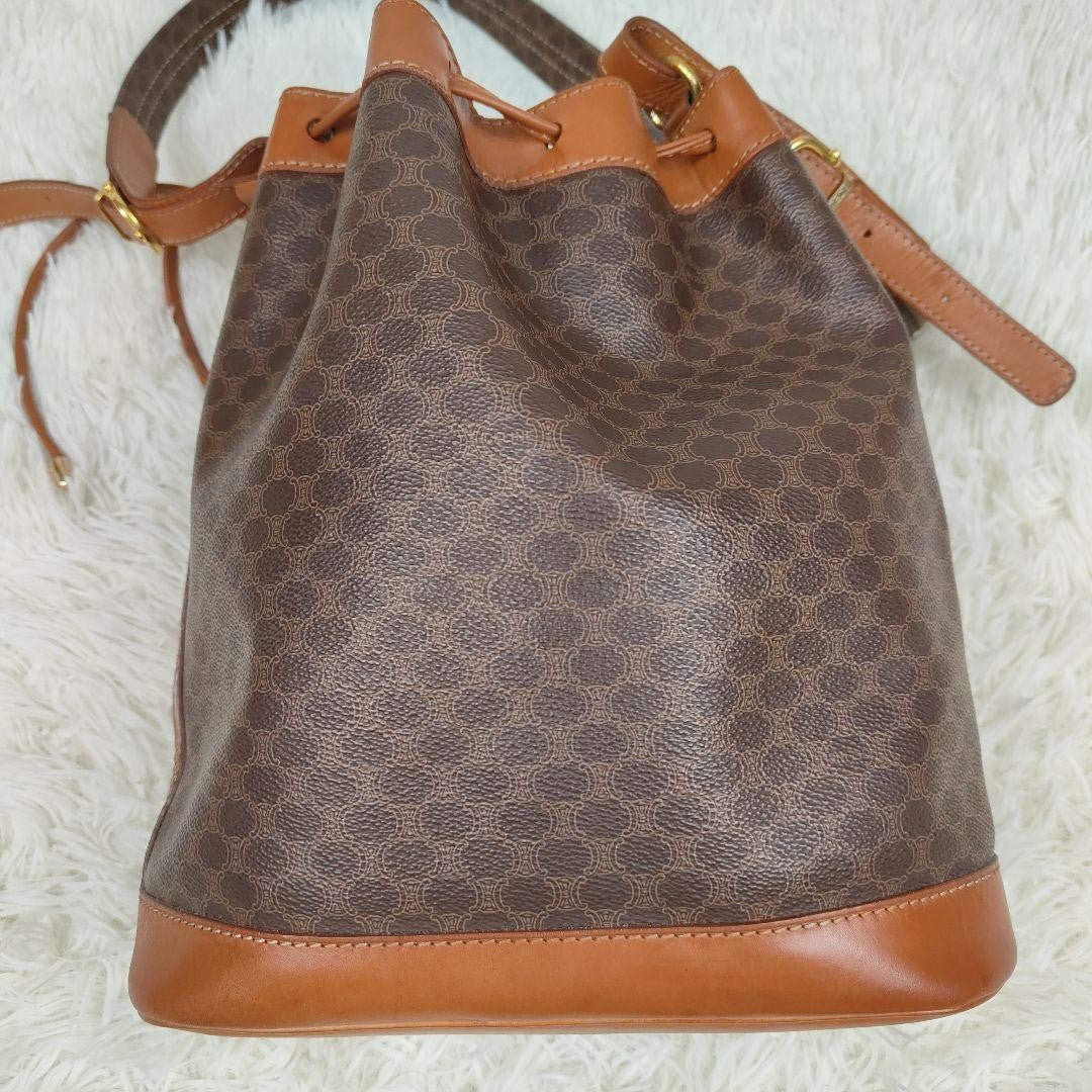 CELINE Shoulder Bag Purse Macadam PVC Leather Brown Authentic