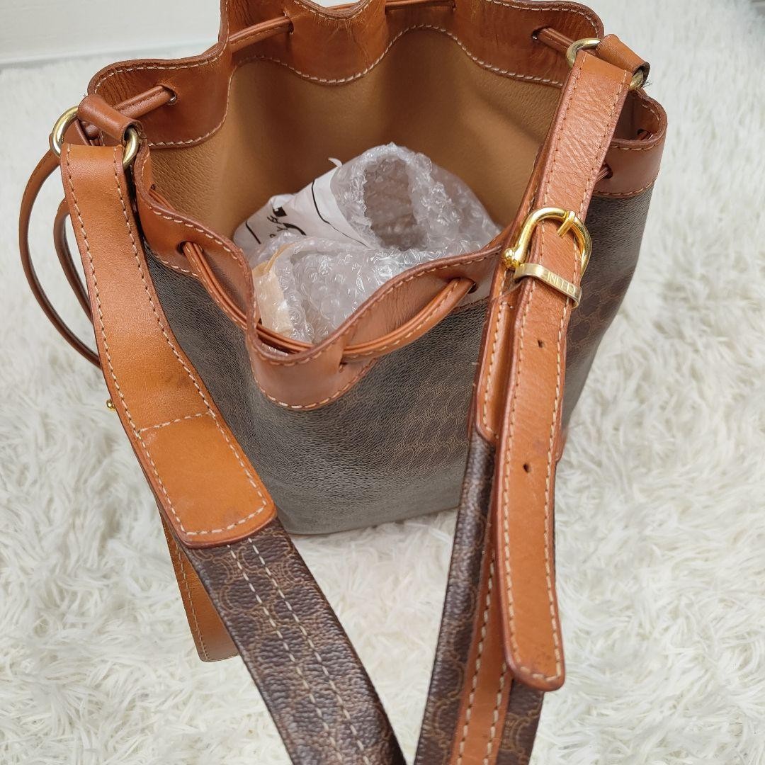 CELINE Shoulder Bag Purse Macadam PVC Leather Brown Authentic