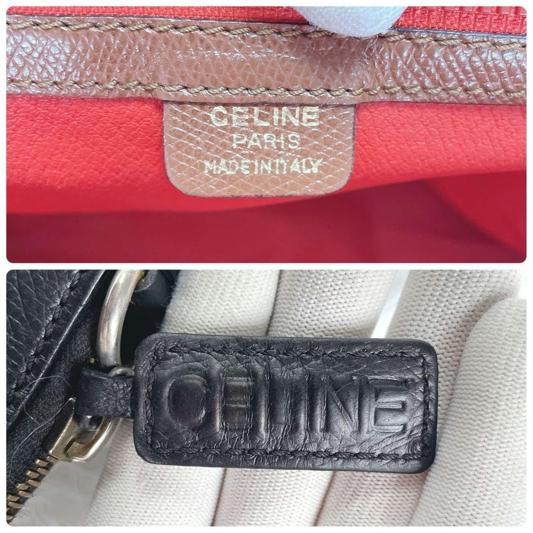 CELINE Hand Bag Tote Purse Leather Black Authentic