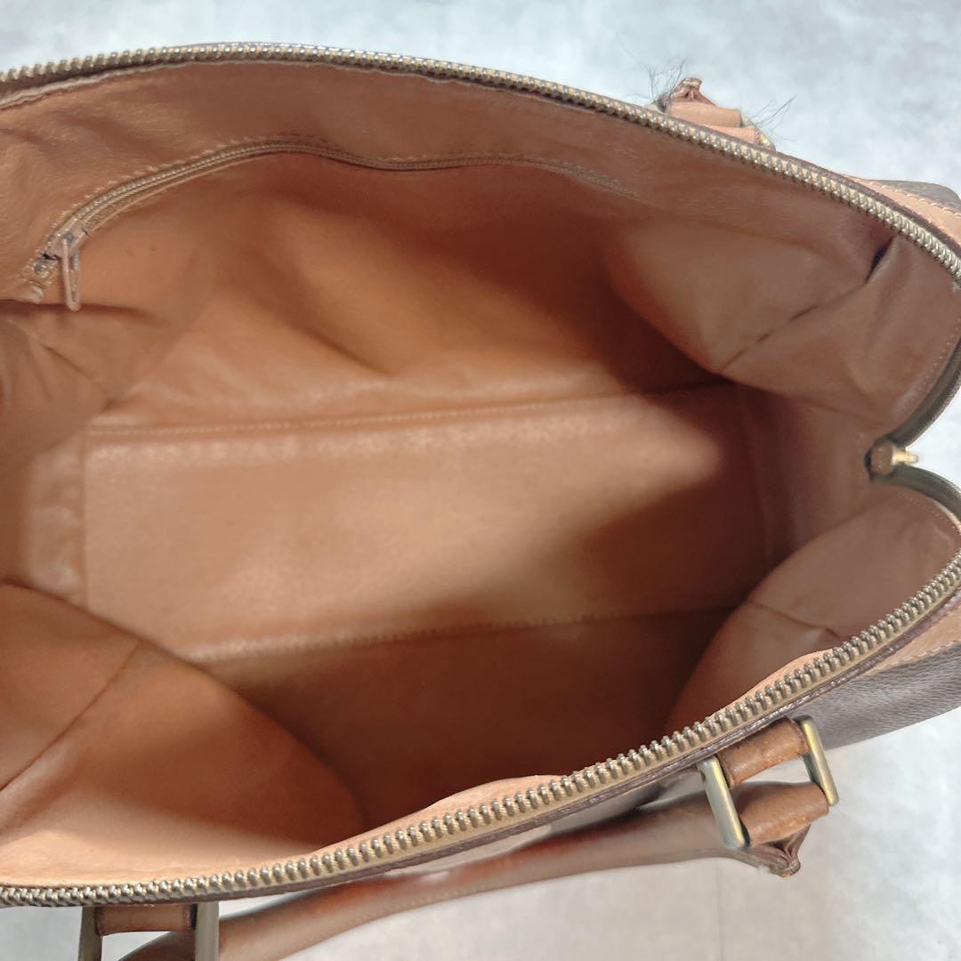 CELINE Hand Bag Tote Purse Mini Boston Macadam PVC Brown Authentic