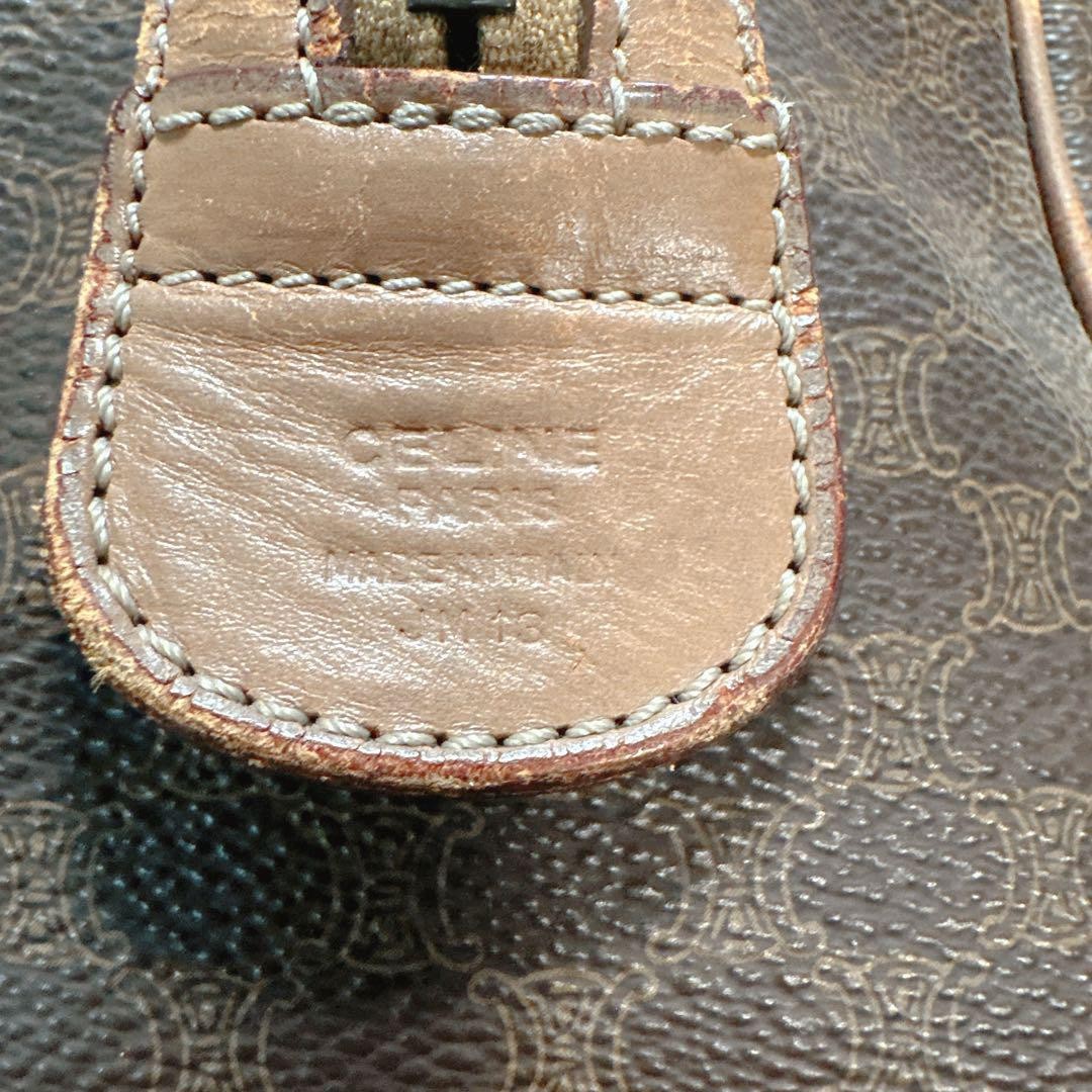 CELINE Hand Bag Tote Purse Mini Boston Macadam PVC Brown Authentic