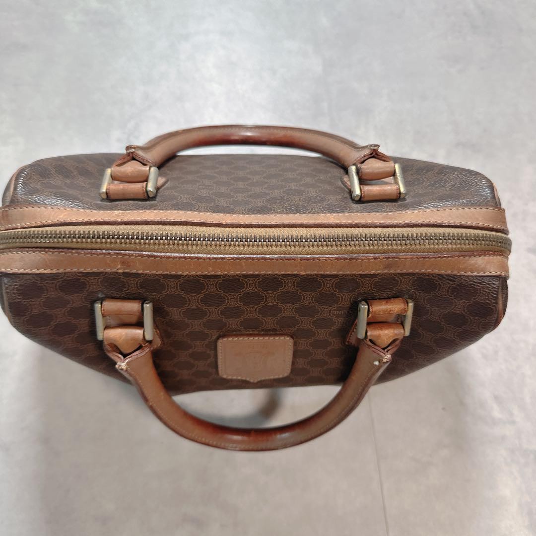 CELINE Hand Bag Tote Purse Mini Boston Macadam PVC Brown Authentic