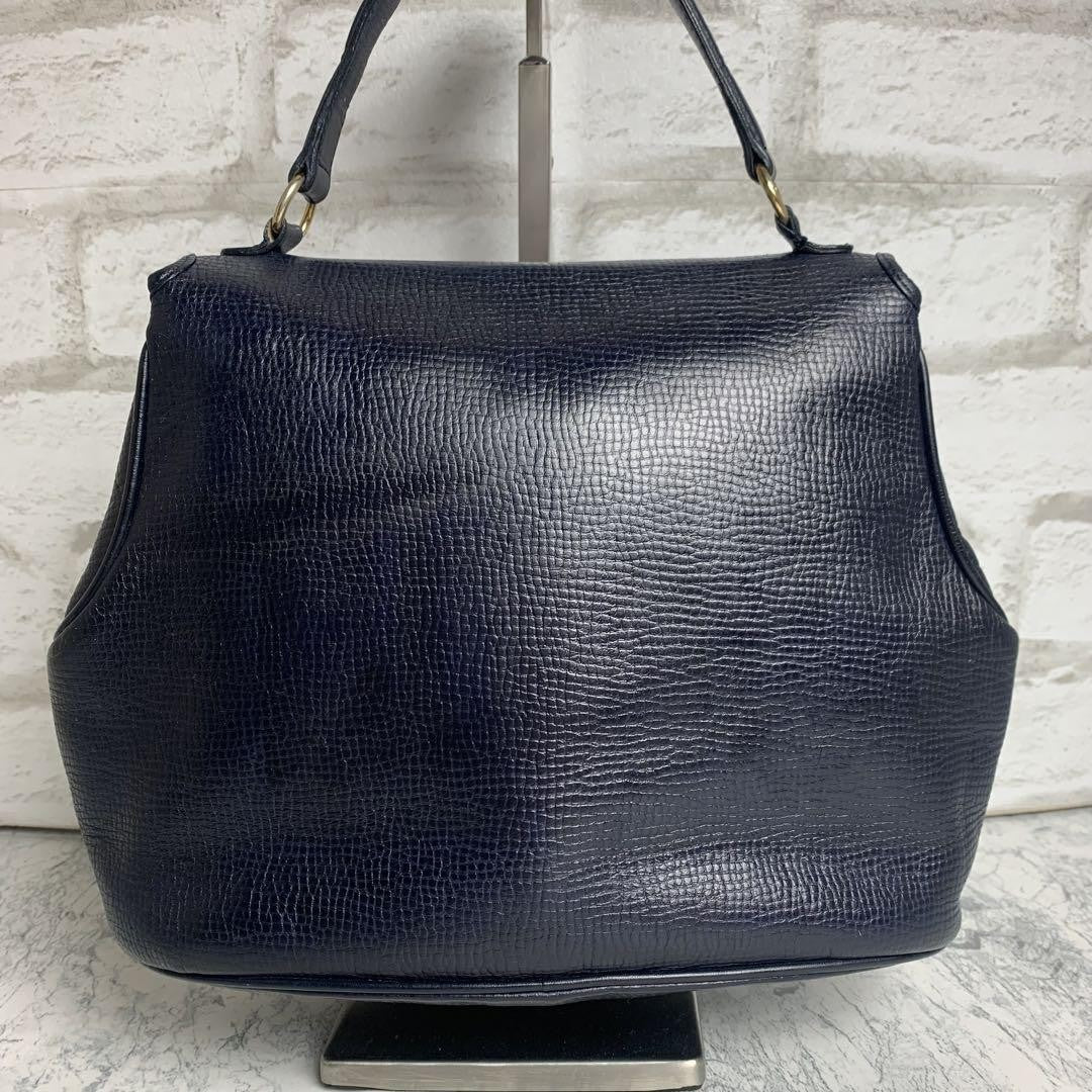 Christian Dior Shoulder Bag Purse CD Leather Navy Authentic