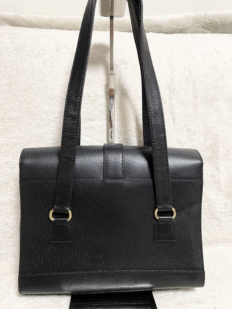 Valentino Garavani Hand Bag Tote Purse Logo Leather Black Authentic