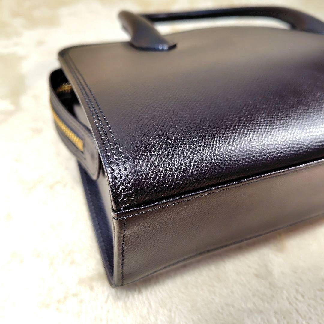 Valentino Garavani Hand Bag Tote Purse Logo Leather Black Authentic