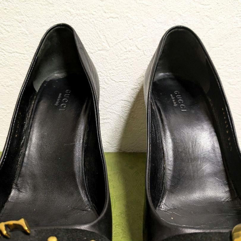 GUCCI Shoes Pumps Heel EU 36.5 US 6.5 Leather Black Authentic