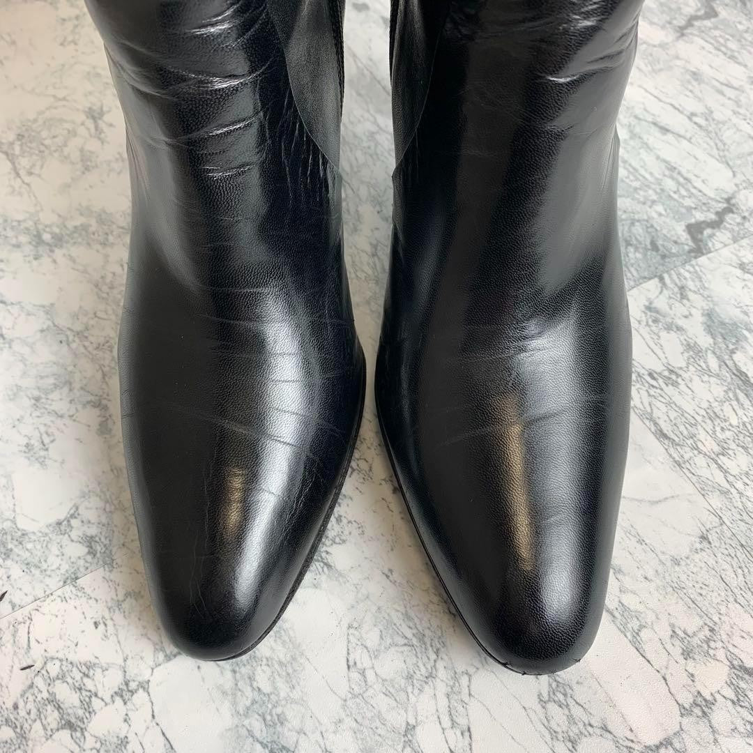 GUCCI Short Boots Shoes EU 36.5 US 6.5 Leather Black Authentic