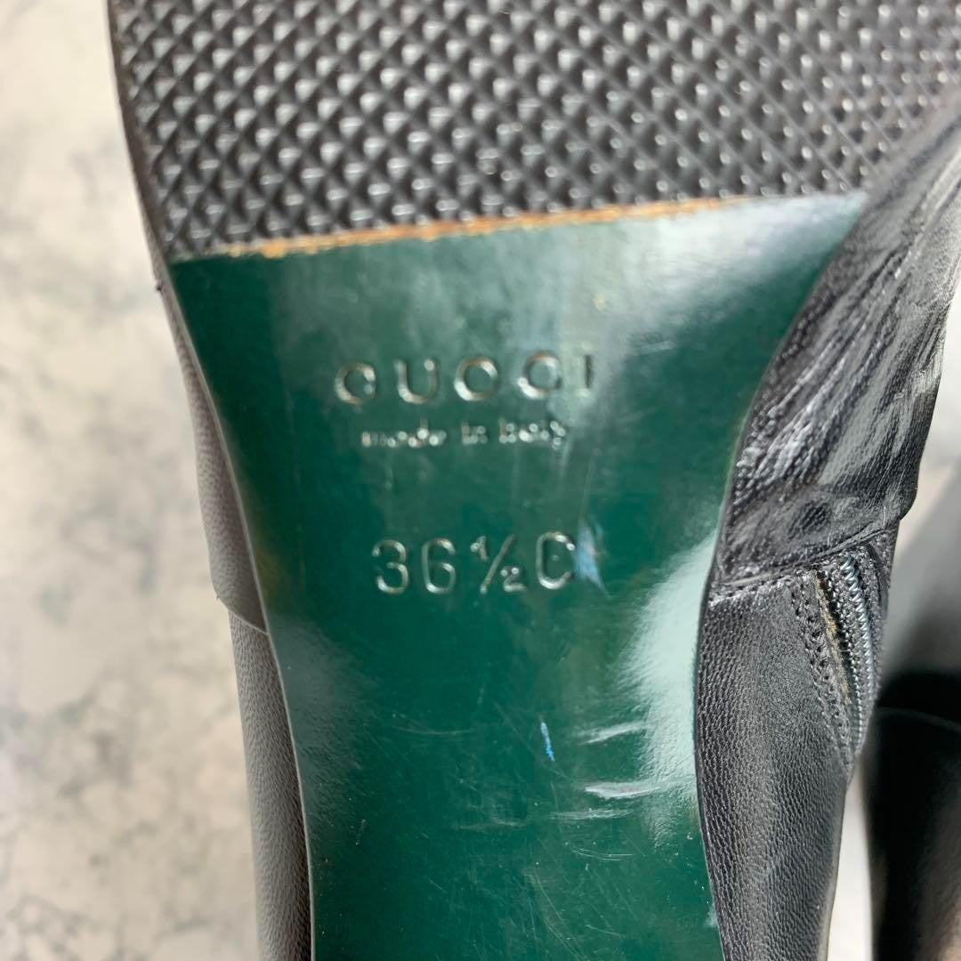 GUCCI Short Boots Shoes EU 36.5 US 6.5 Leather Black Authentic