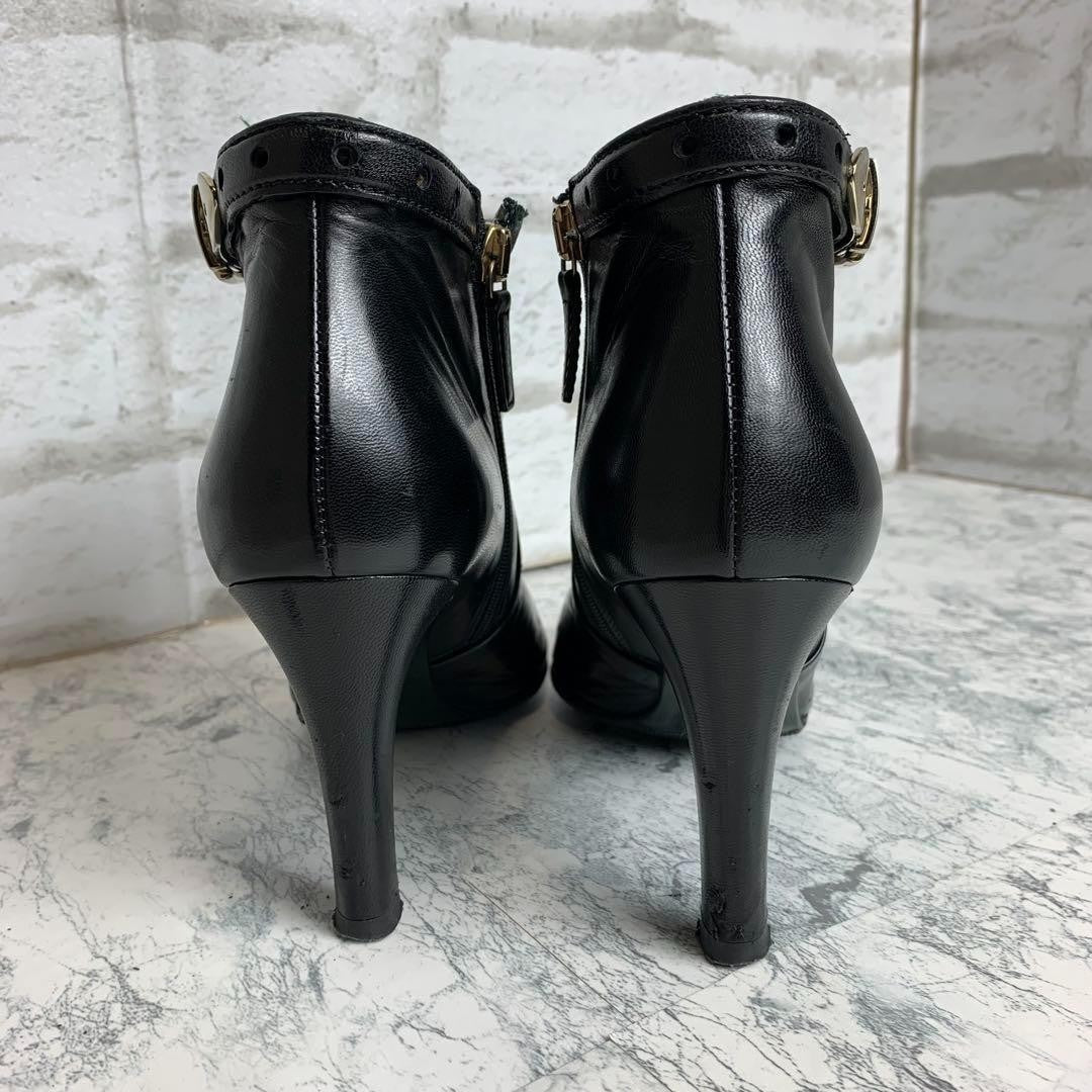 GUCCI Short Boots Shoes EU 36.5 US 6.5 Leather Black Authentic