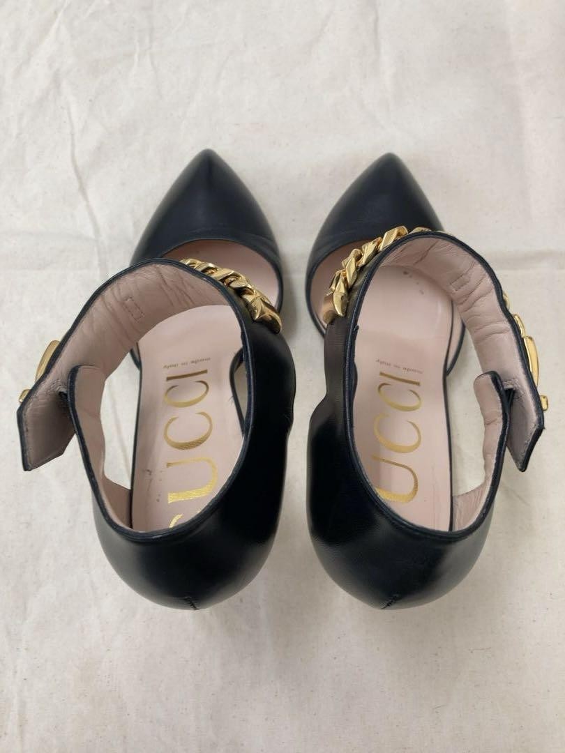 GUCCI Shoes Pumps Heel EU 36 US 6 Leather Black Authentic