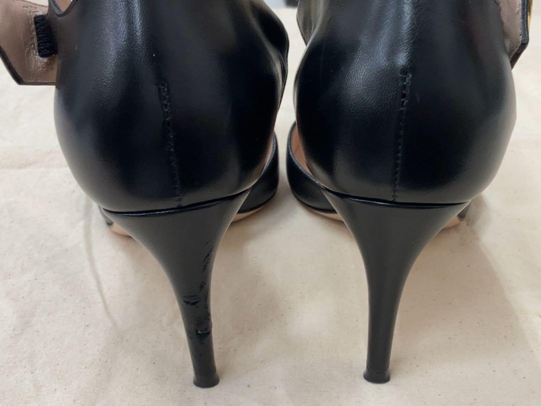 GUCCI Shoes Pumps Heel EU 36 US 6 Leather Black Authentic