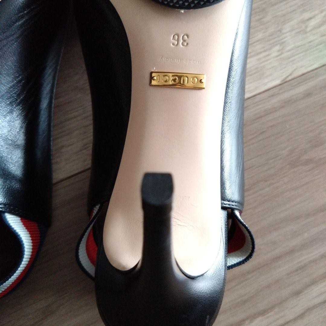 GUCCI Shoes Pumps Heel EU 36 US 6 Leather Black Authentic