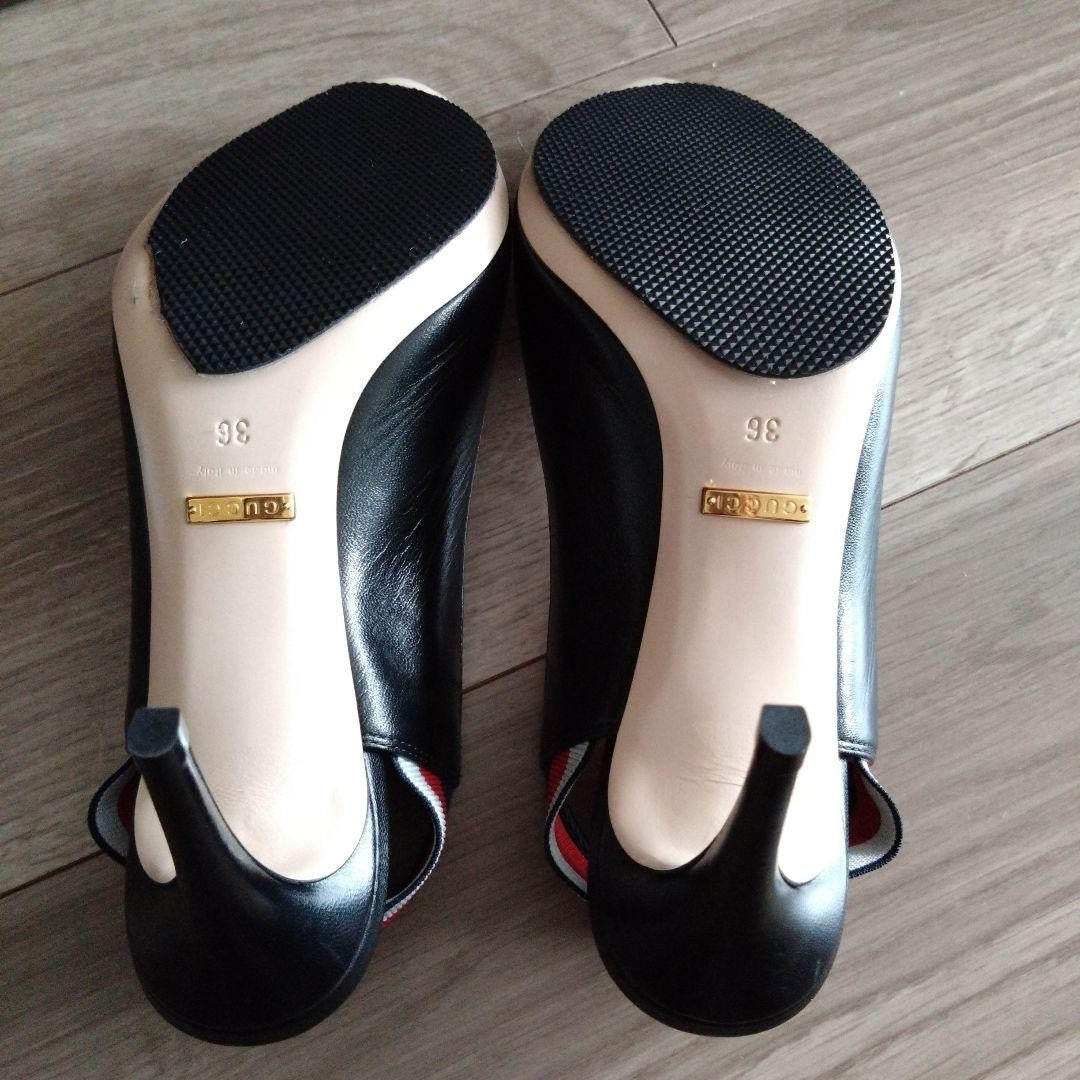 GUCCI Shoes Pumps Heel EU 36 US 6 Leather Black Authentic
