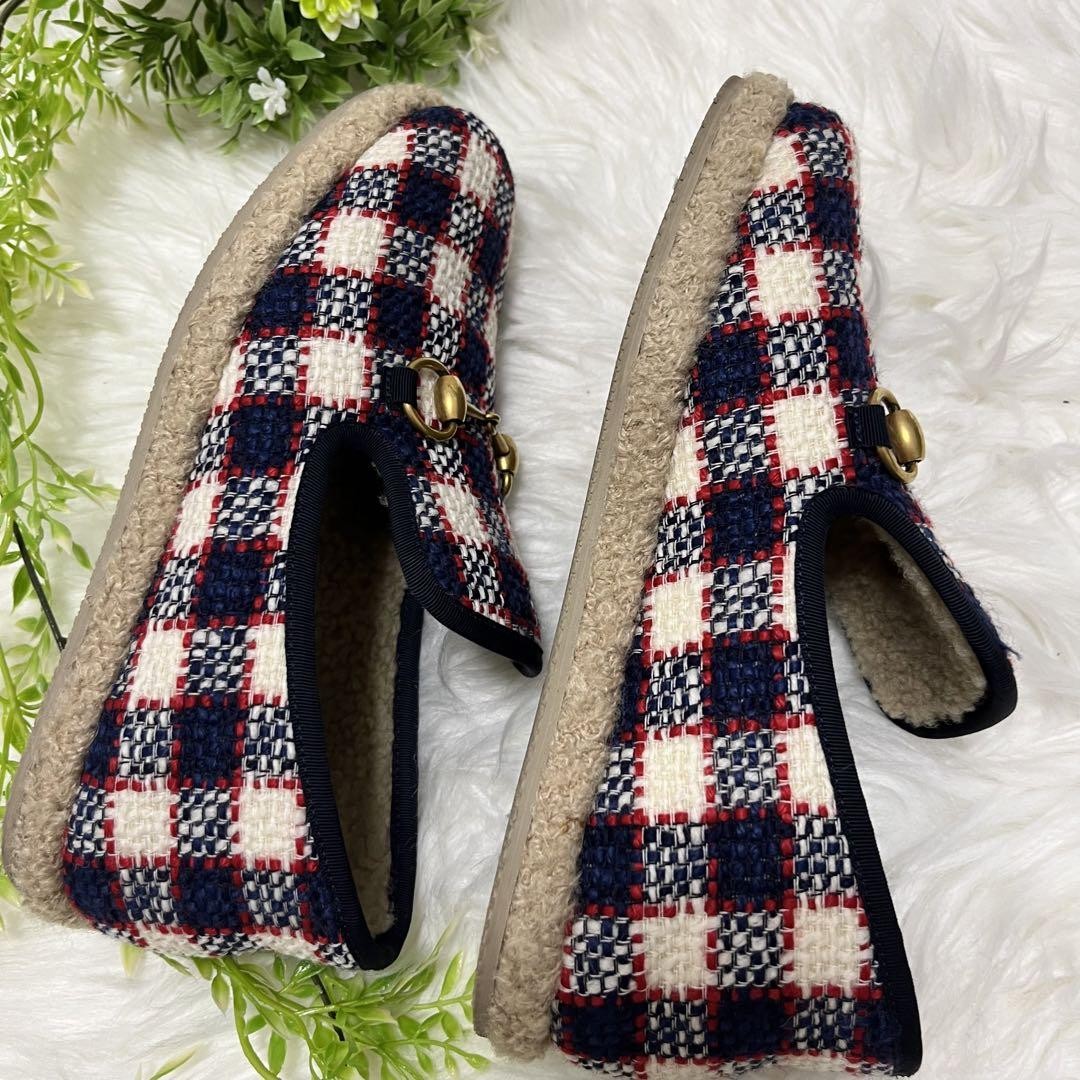 GUCCI Slip-ons Shoes Sneakers Horsebit EU 37 US 7 Navy Red Ivory Authentic