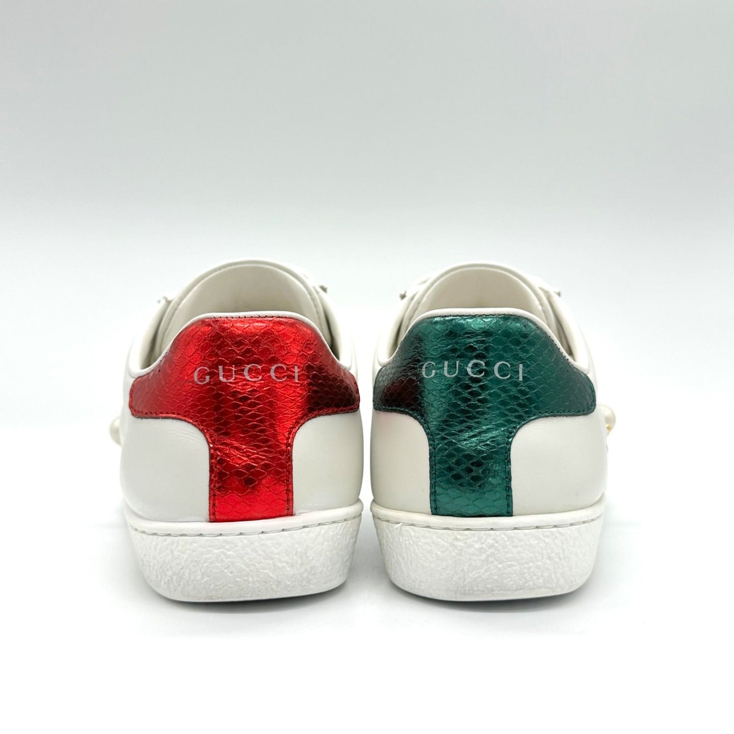 Gucci Ace Sneakers Shoes Low-Cut Sherry Line EU 36 US 6 Leather White Authentic
