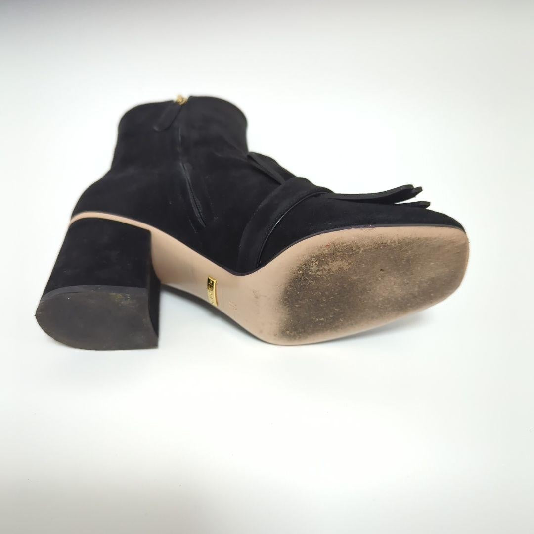 GUCCI Boots Shoes GG EU 35 US 5 Suede Black Authentic