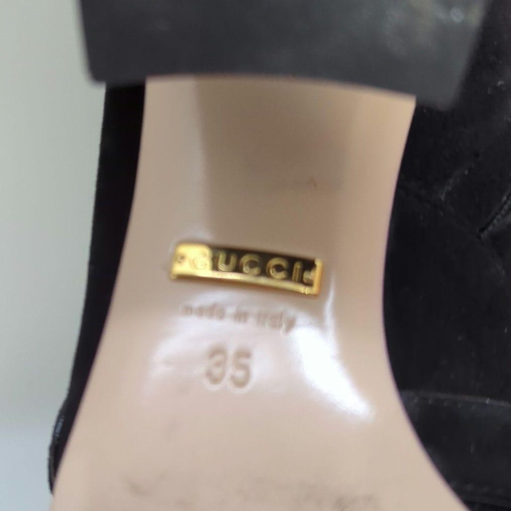 GUCCI Boots Shoes GG EU 35 US 5 Suede Black Authentic