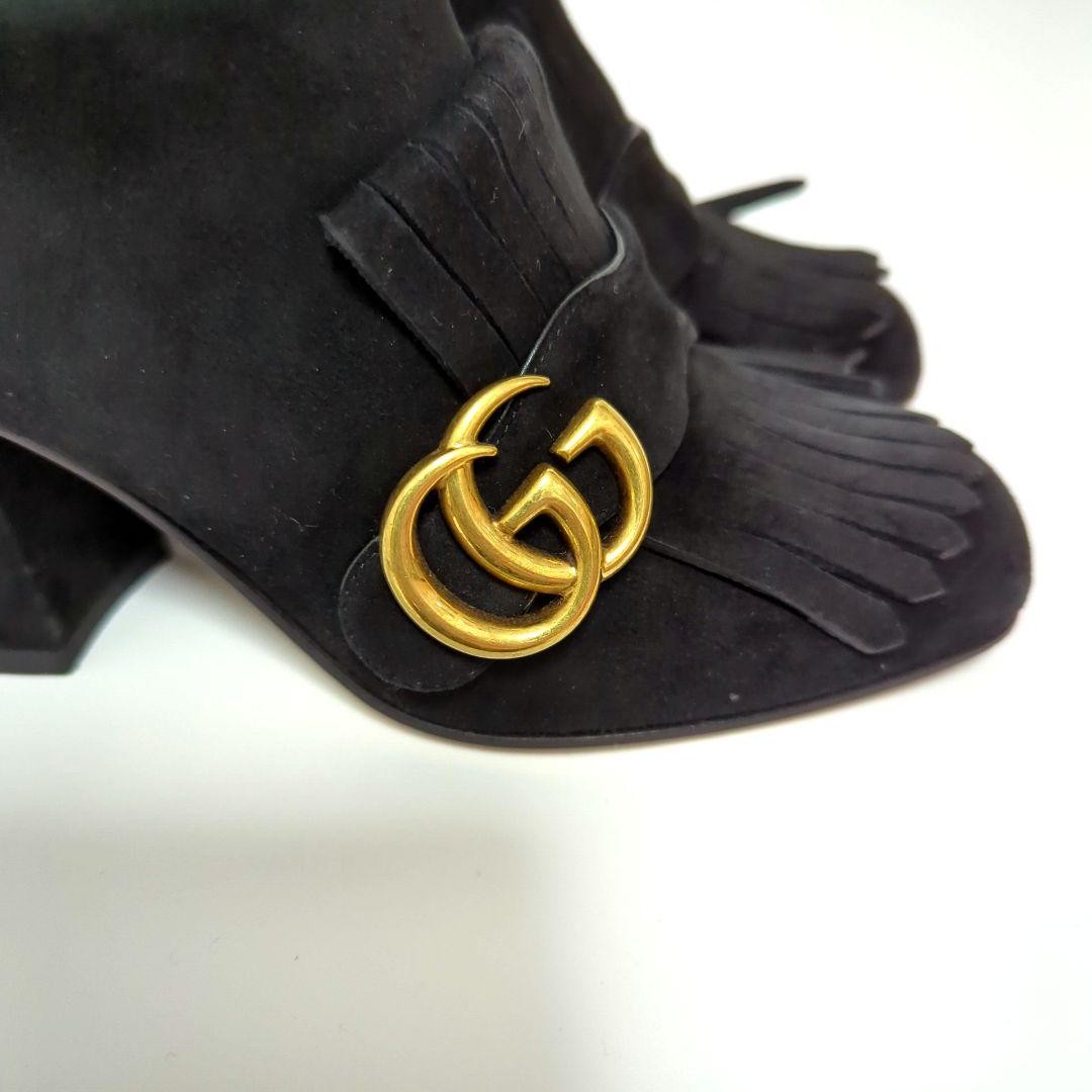 GUCCI Boots Shoes GG EU 35 US 5 Suede Black Authentic