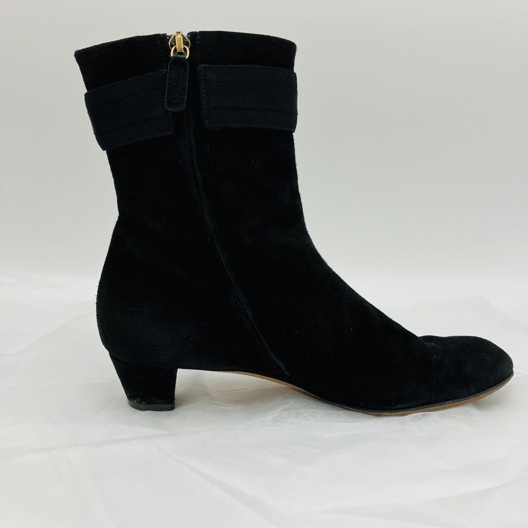 GUCCI Short Boots Shoes GG EU 35.5 US 5.5 Suede Black Authentic
