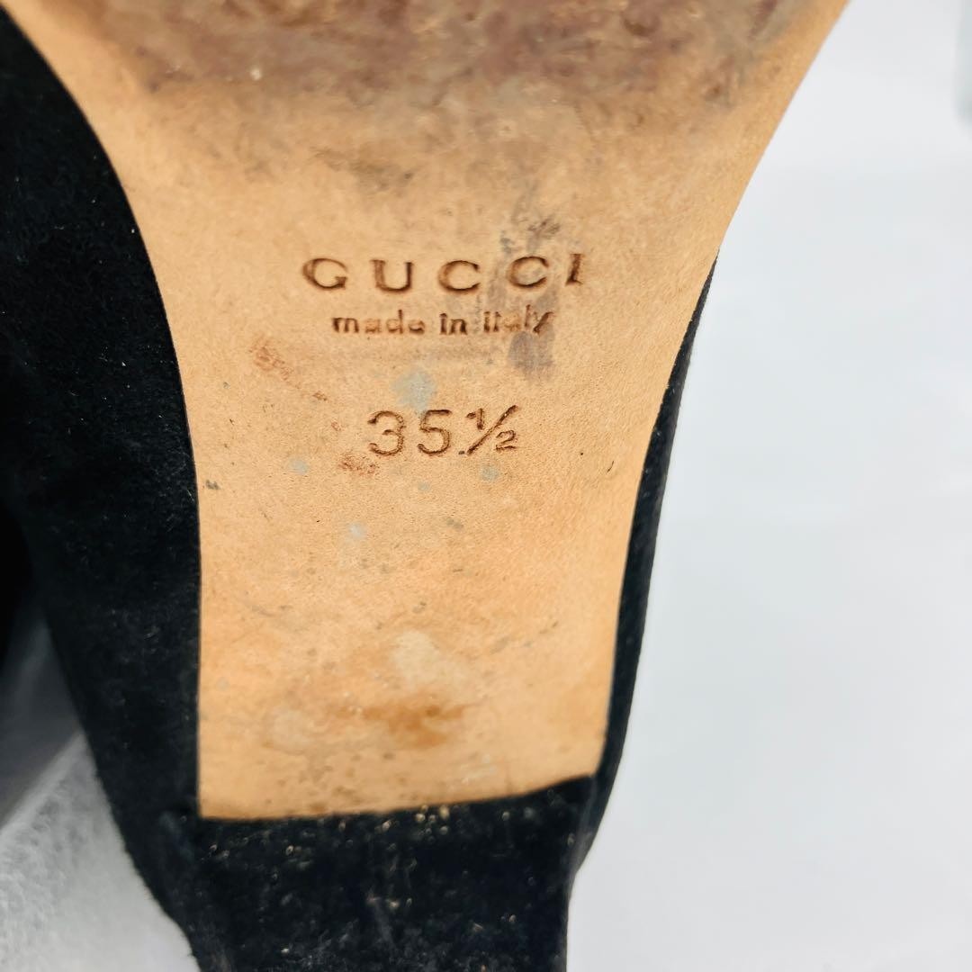 GUCCI Short Boots Shoes GG EU 35.5 US 5.5 Suede Black Authentic