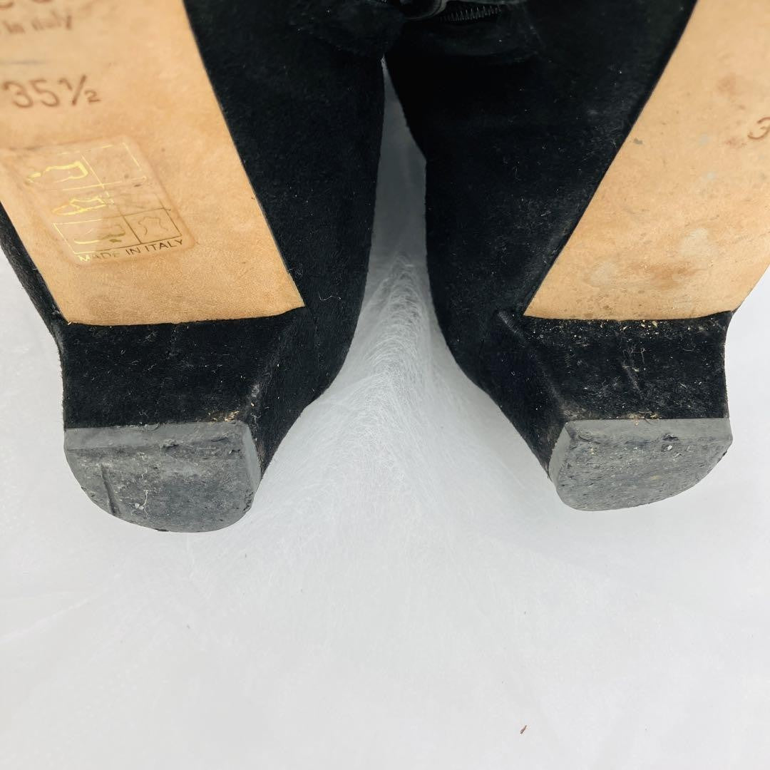 GUCCI Short Boots Shoes GG EU 35.5 US 5.5 Suede Black Authentic