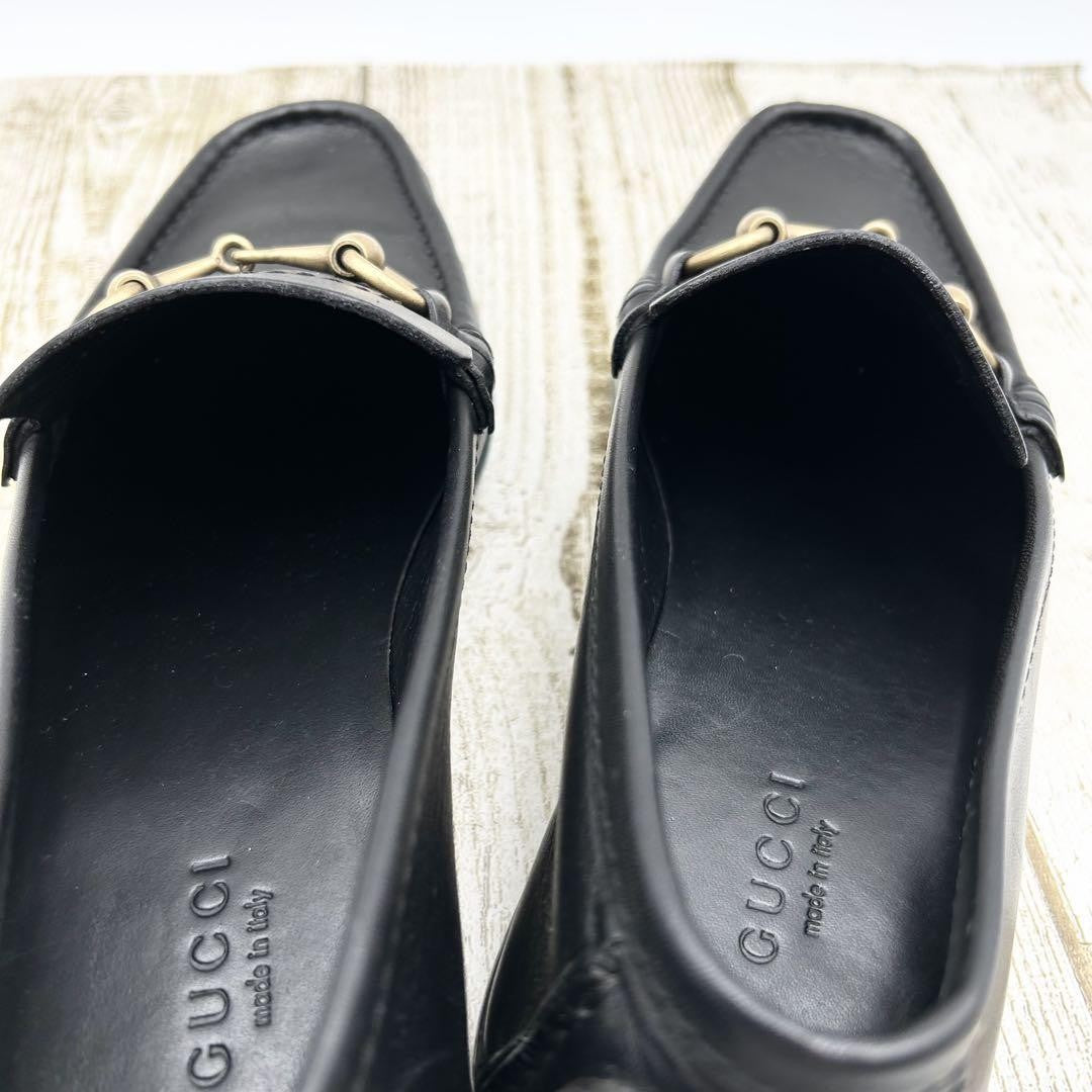 GUCCI Loafers Shoes Horse Bit EU 36 US 6 Leather Black Authentic