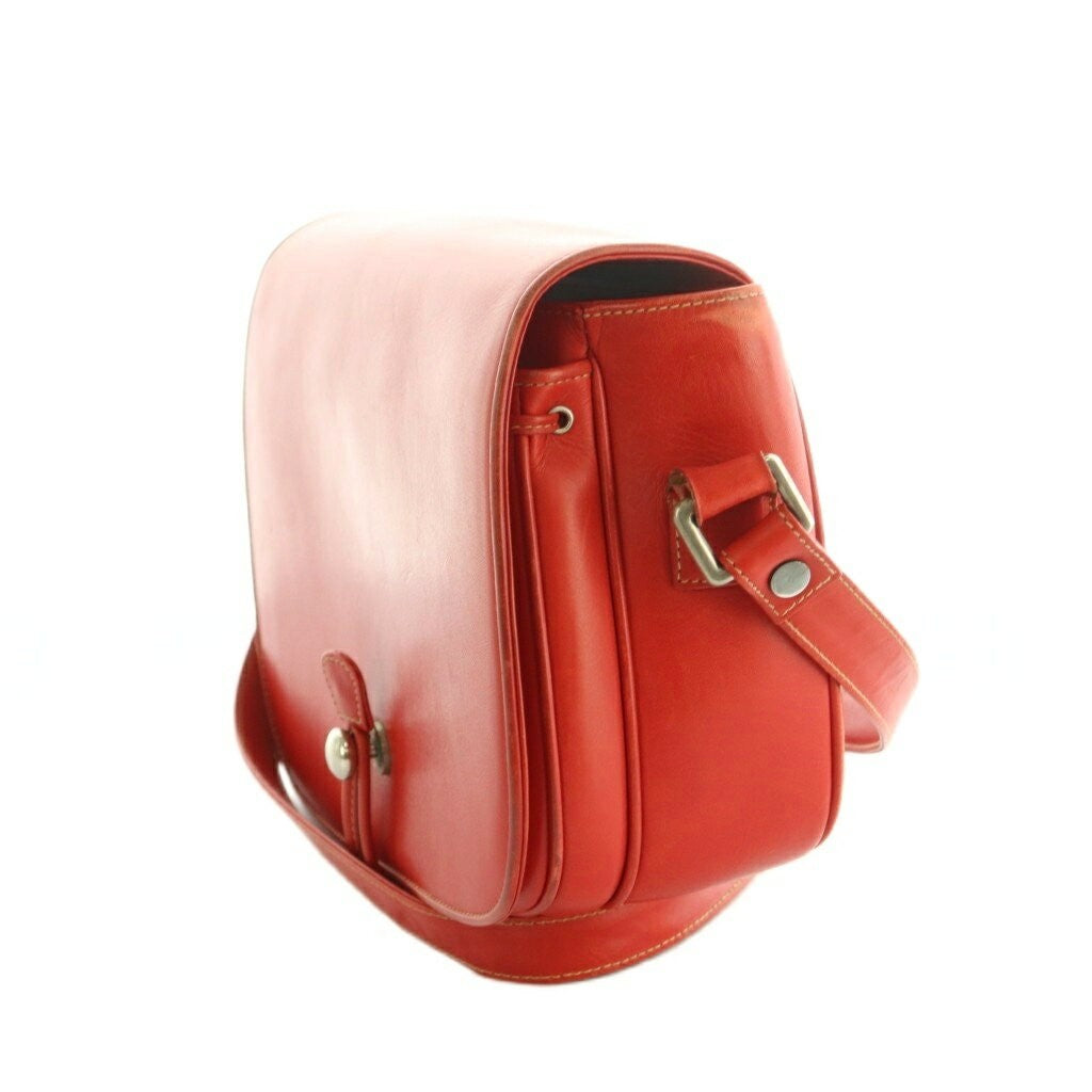 VERSACE Shoulder Bag Purse Leather Red Authentic