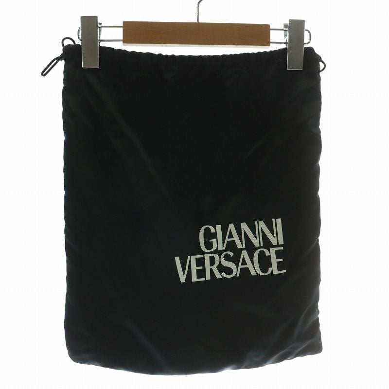 VERSACE Hand Bag Tote Purse Sunburst Patent Leather Black Authentic