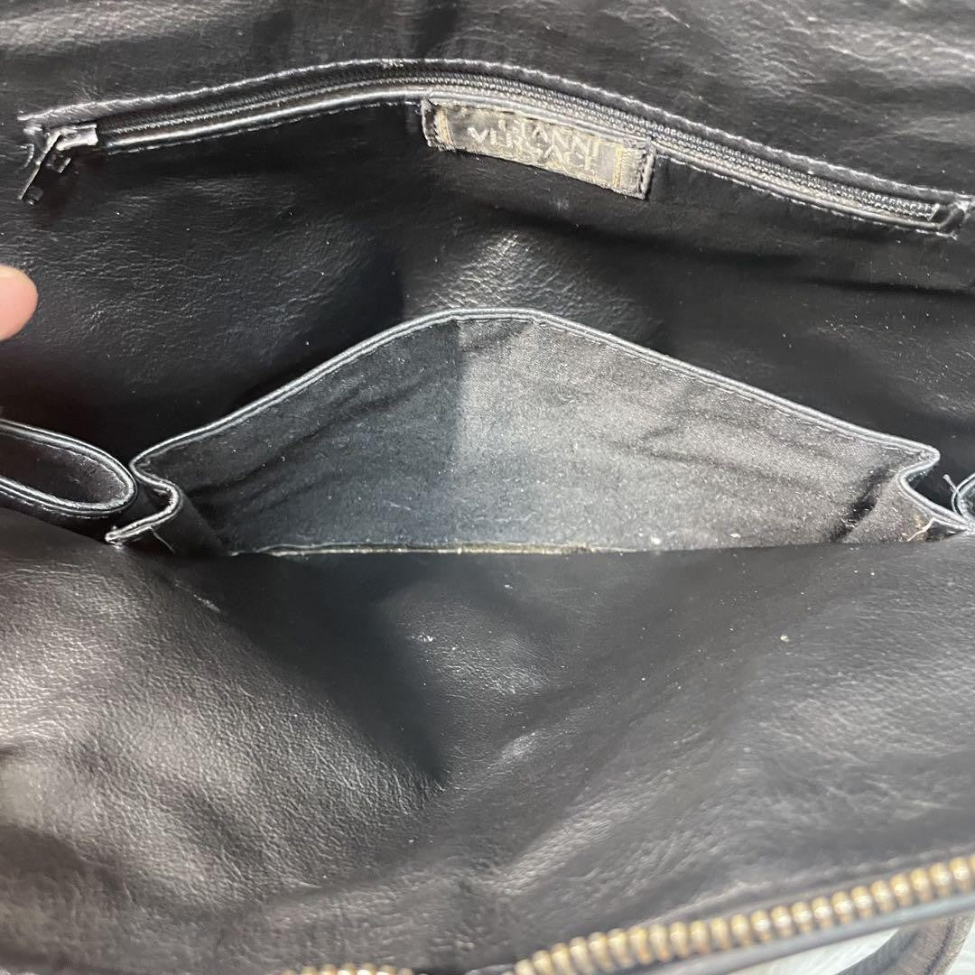 VERSACE Hand Bag Tote Purse Medusa Leather Black Authentic