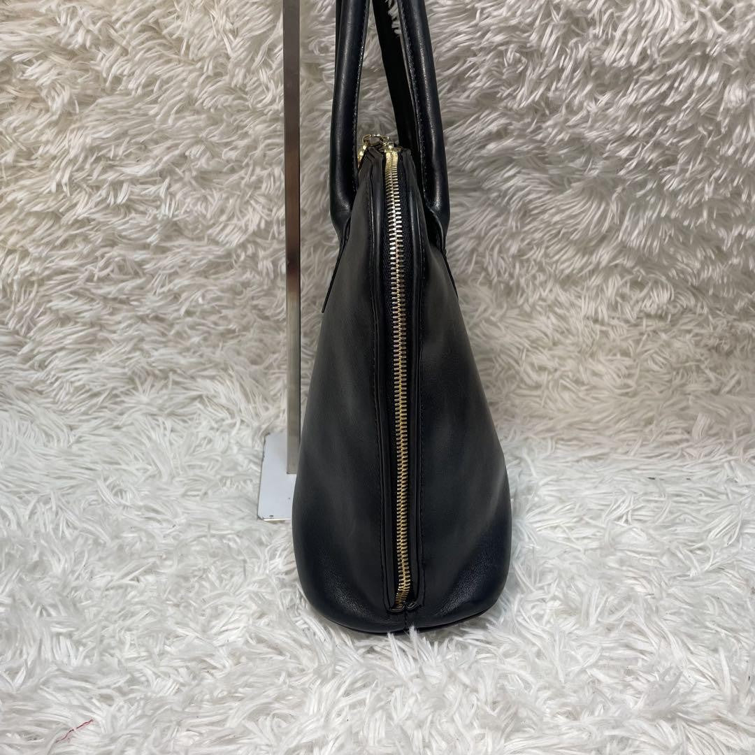 VERSACE Hand Bag Tote Purse Medusa Leather Black Authentic