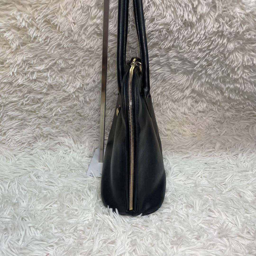 VERSACE Hand Bag Tote Purse Medusa Leather Black Authentic