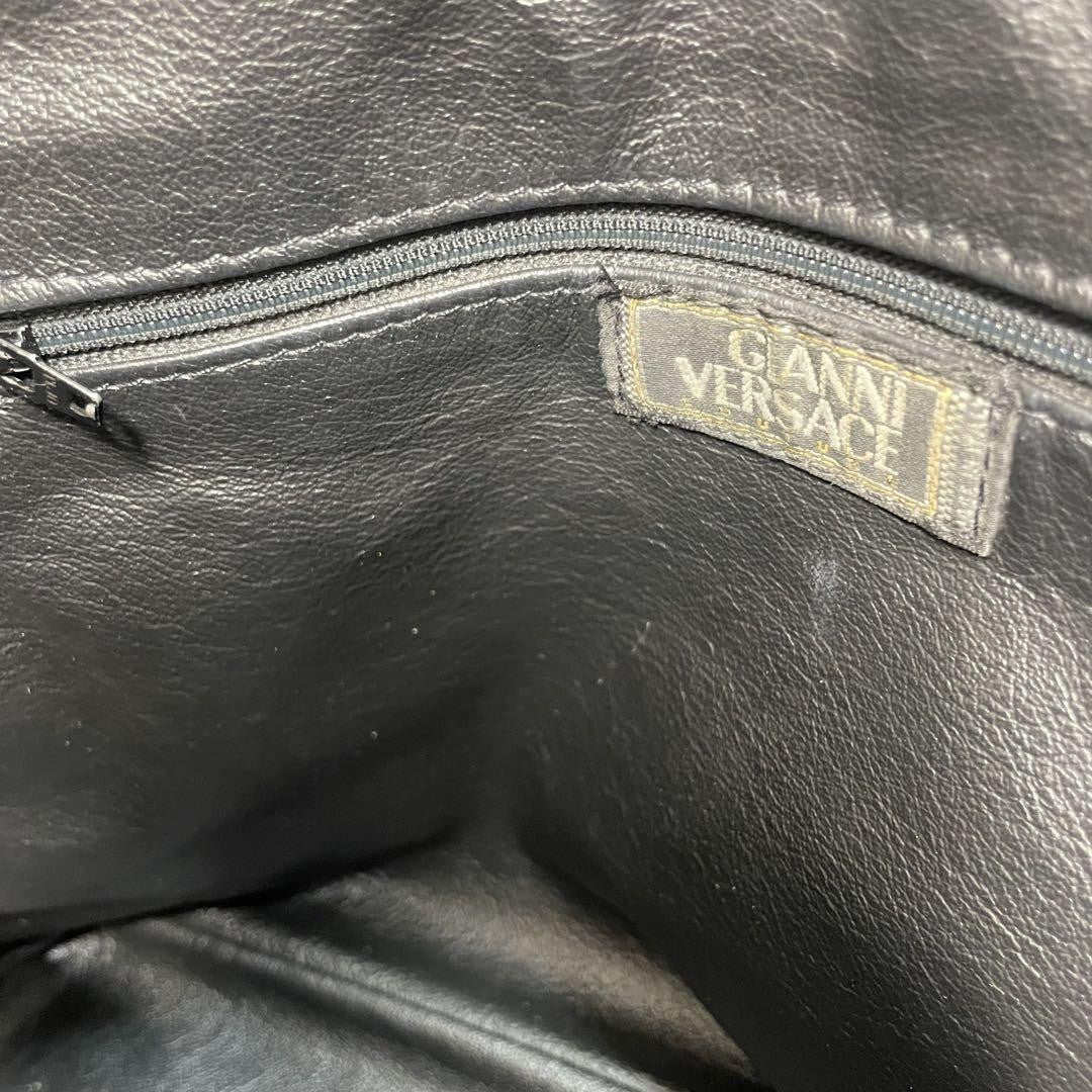 VERSACE Hand Bag Tote Purse Medusa Leather Black Authentic