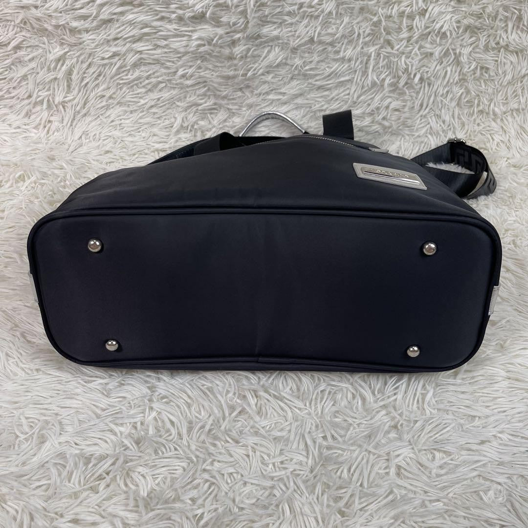 VERSACE Shoulder Bag Purse 2way Nylon Black Authentic