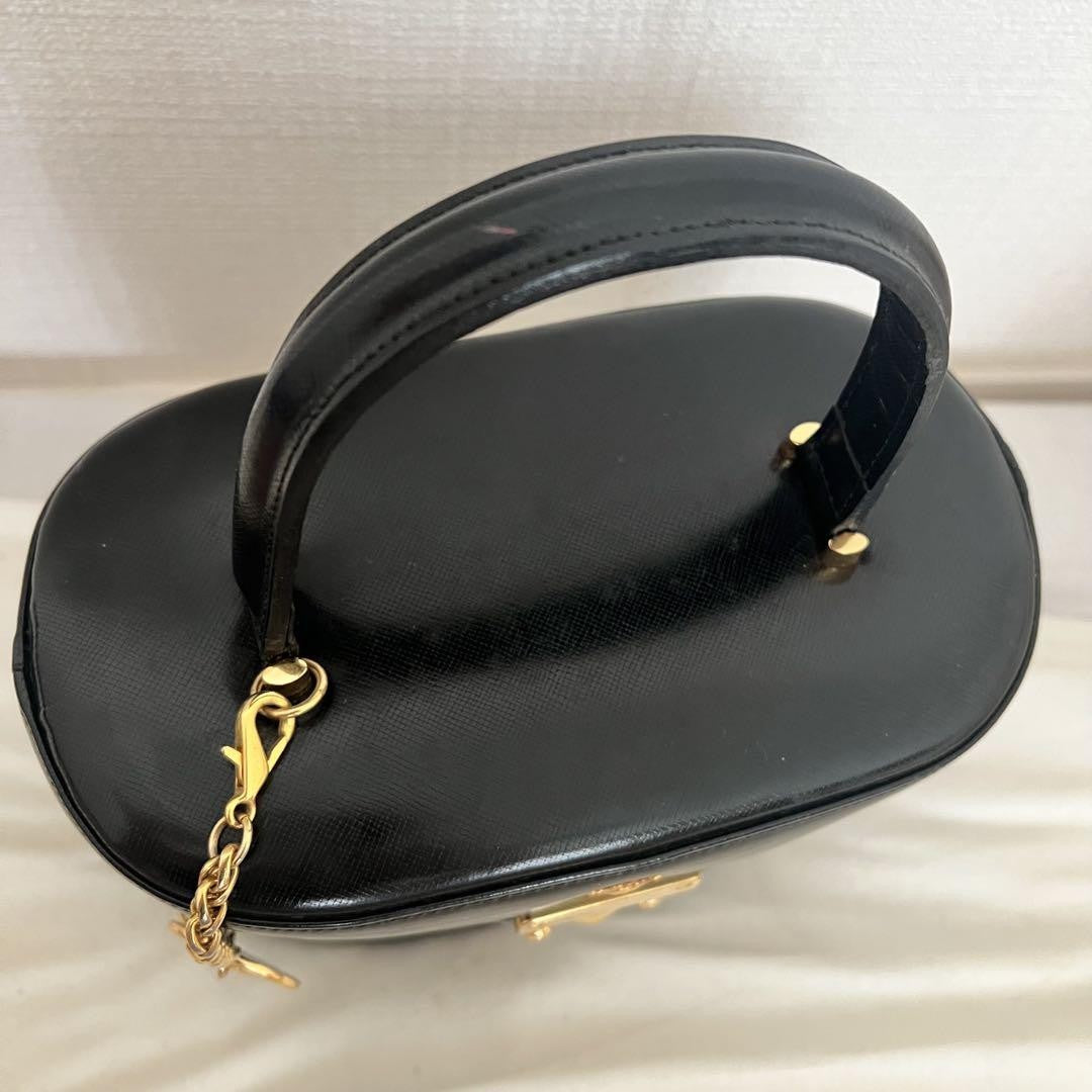 VERSACE Hand Bag Tote Purse Sunburst Black Authentic