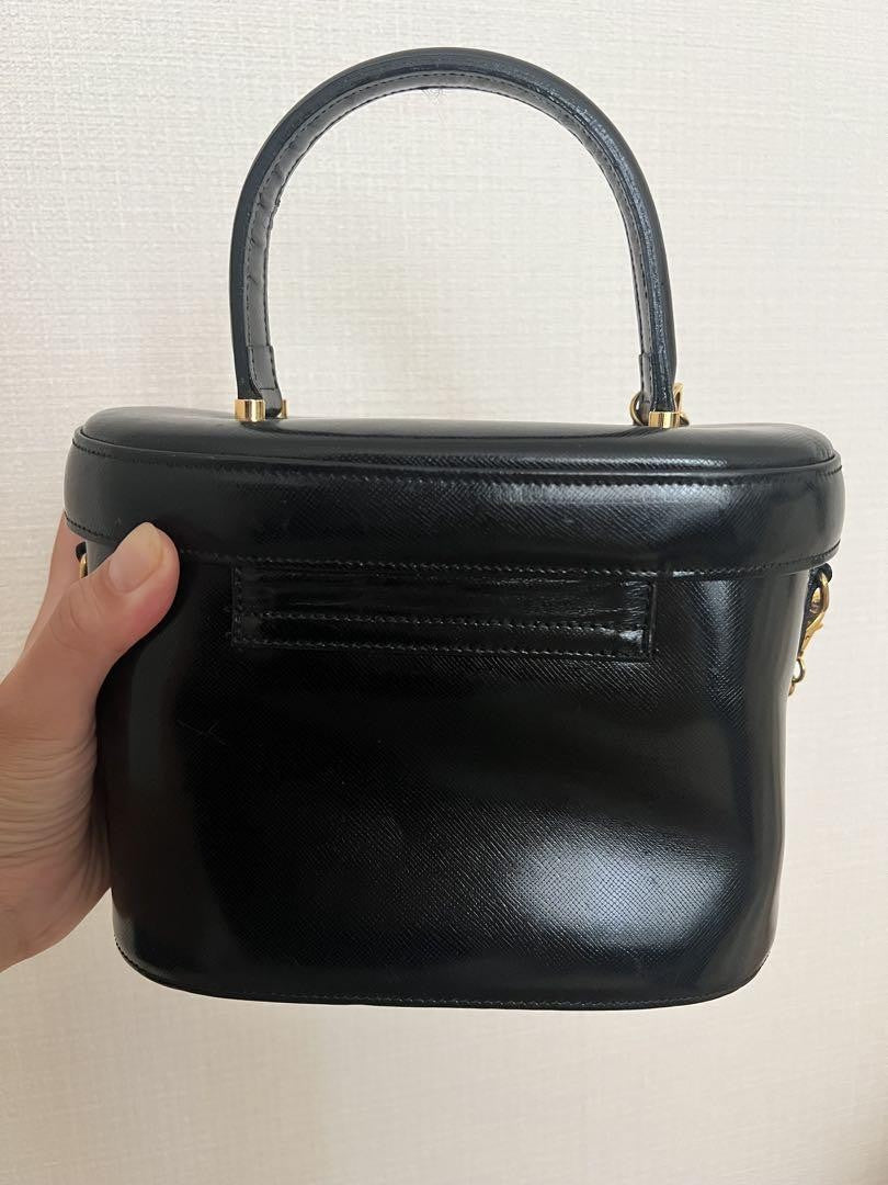 VERSACE Hand Bag Tote Purse Sunburst Black Authentic