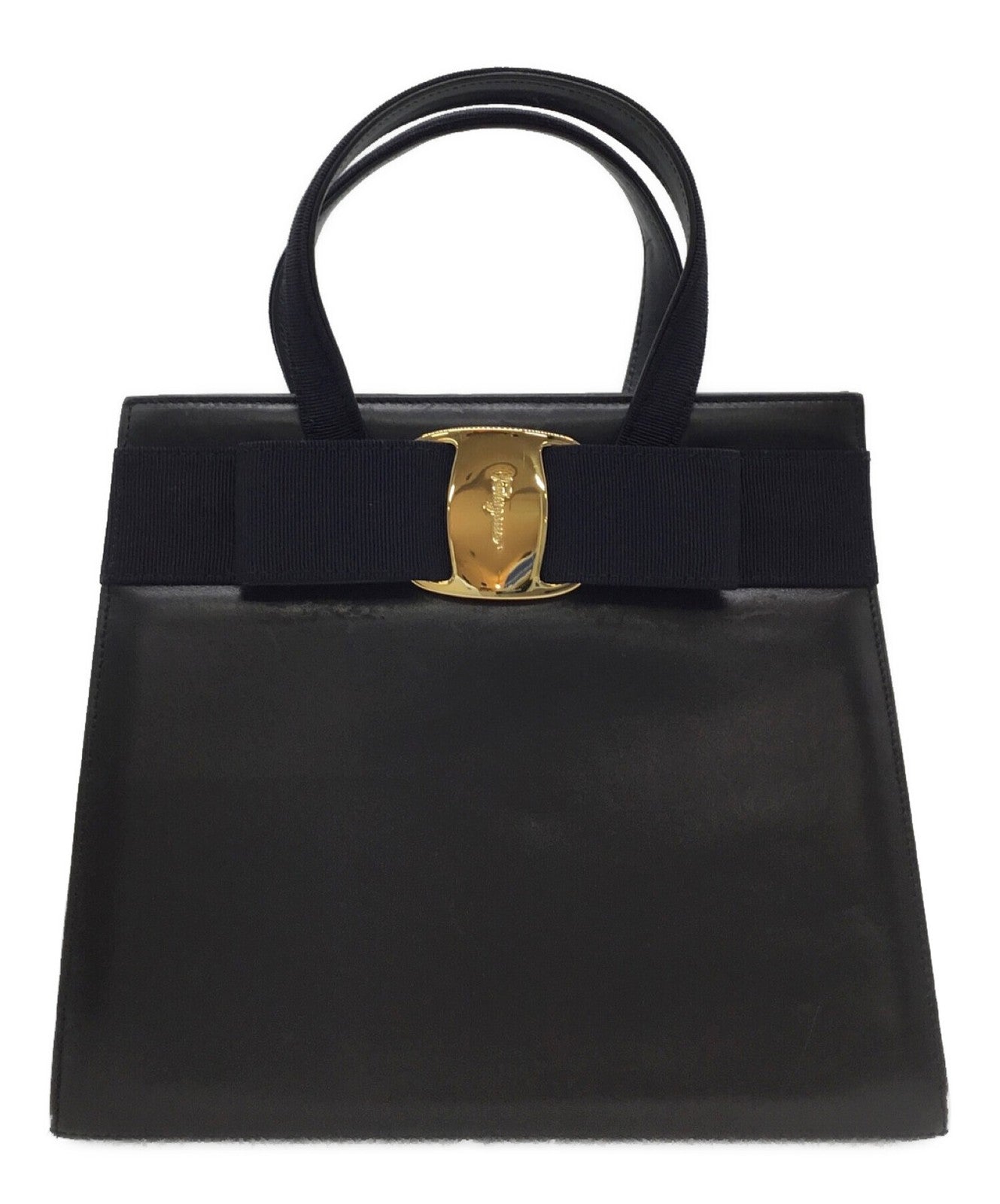 Salvatore Ferragamo Shoulder Bag Purse Vara Navy Authentic