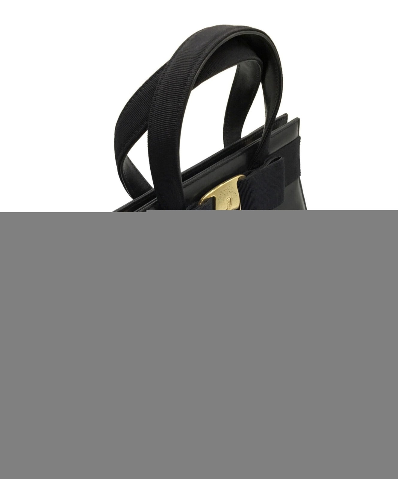 Salvatore Ferragamo Shoulder Bag Purse Vara Navy Authentic
