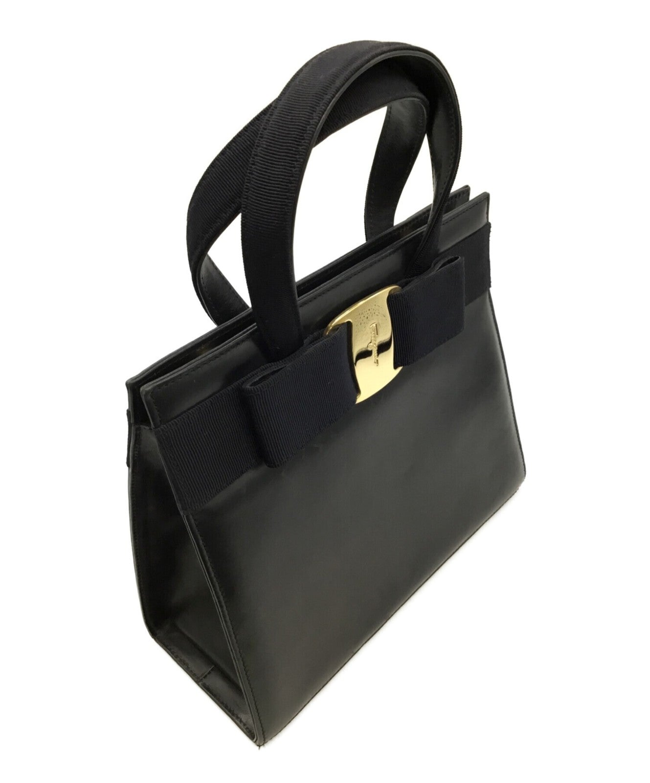 Salvatore Ferragamo Shoulder Bag Purse Vara Navy Authentic