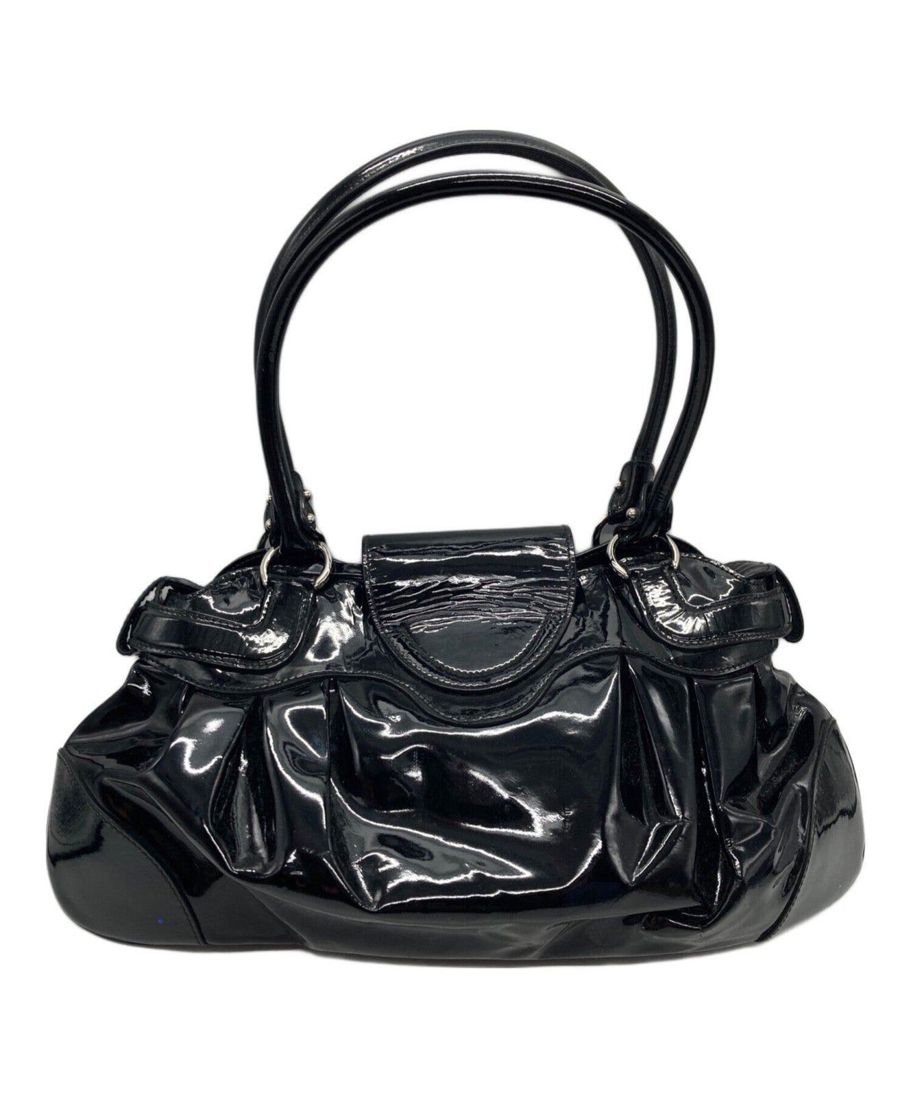 Salvatore Ferragamo Hand Bag Tote Purse Gancini Black Authentic