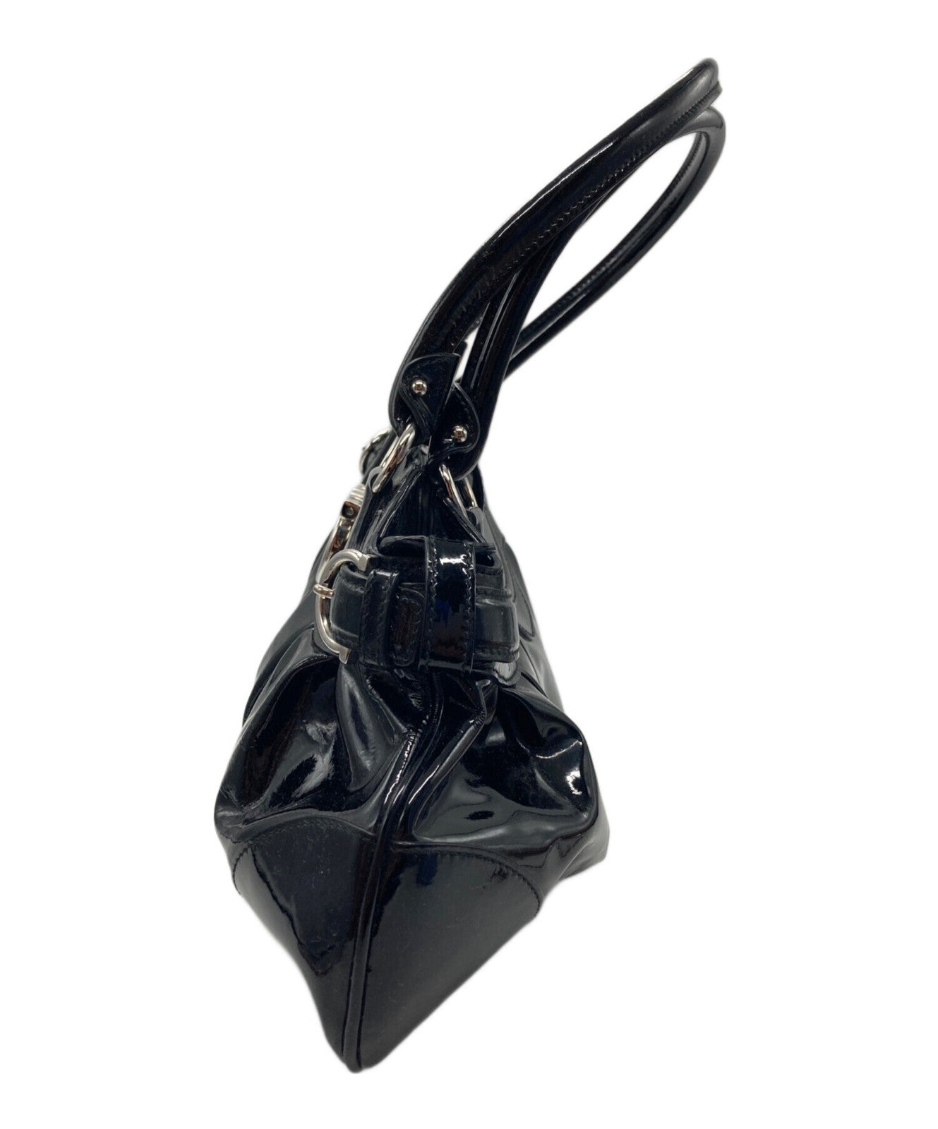 Salvatore Ferragamo Hand Bag Tote Purse Gancini Black Authentic