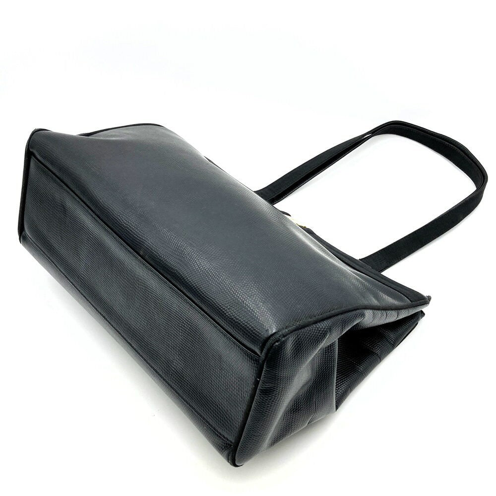 Salvatore Ferragamo Hand Bag Tote Purse Vara Leather Black Authentic