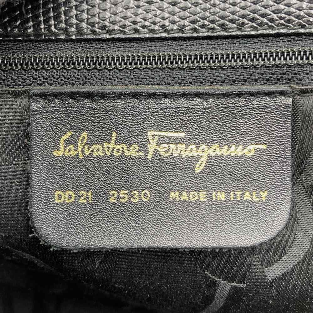Salvatore Ferragamo Hand Bag Tote Purse Vara Leather Black Authentic
