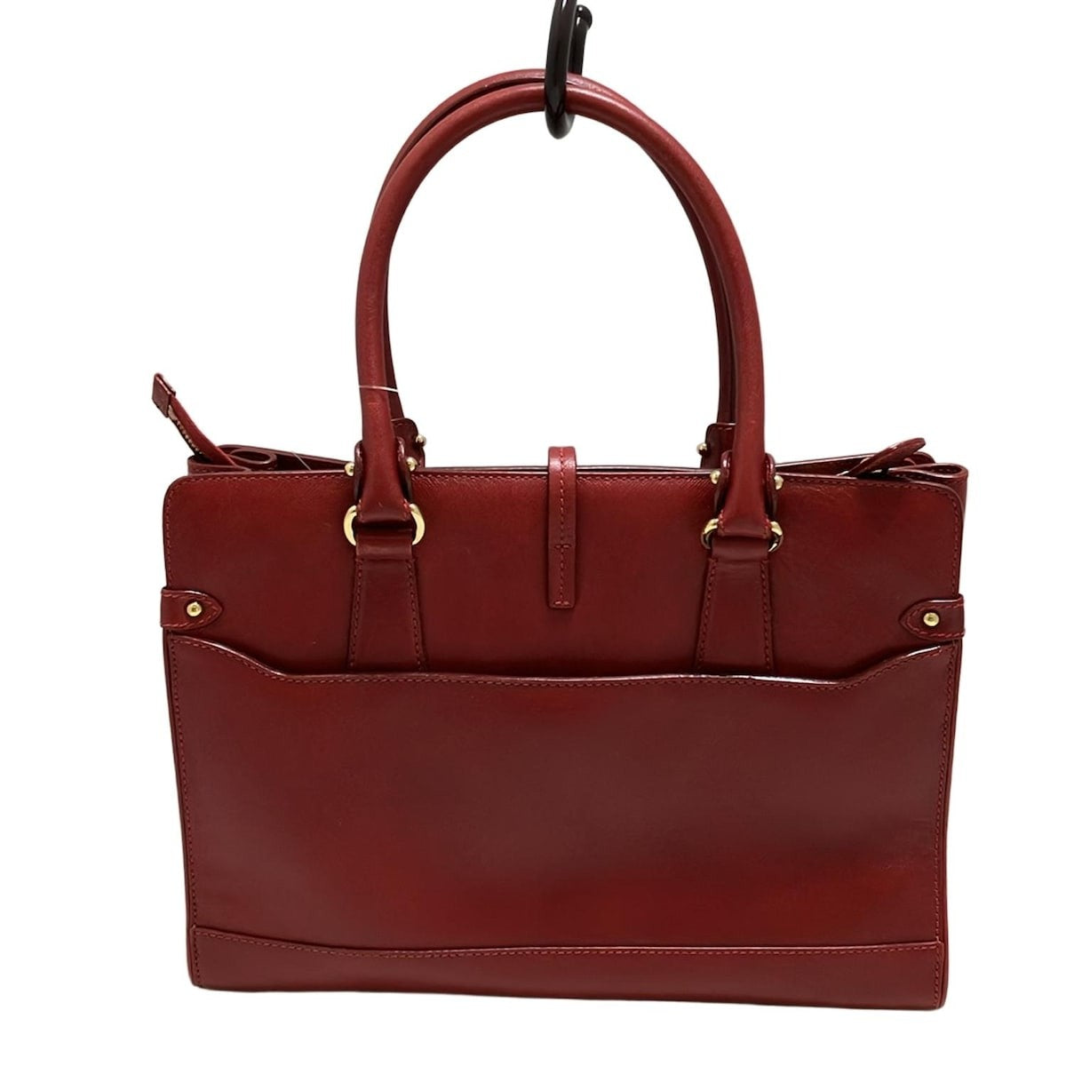 Salvatore Ferragamo Hand Bag Tote Purse Gancini Leather Bordeaux Authentic