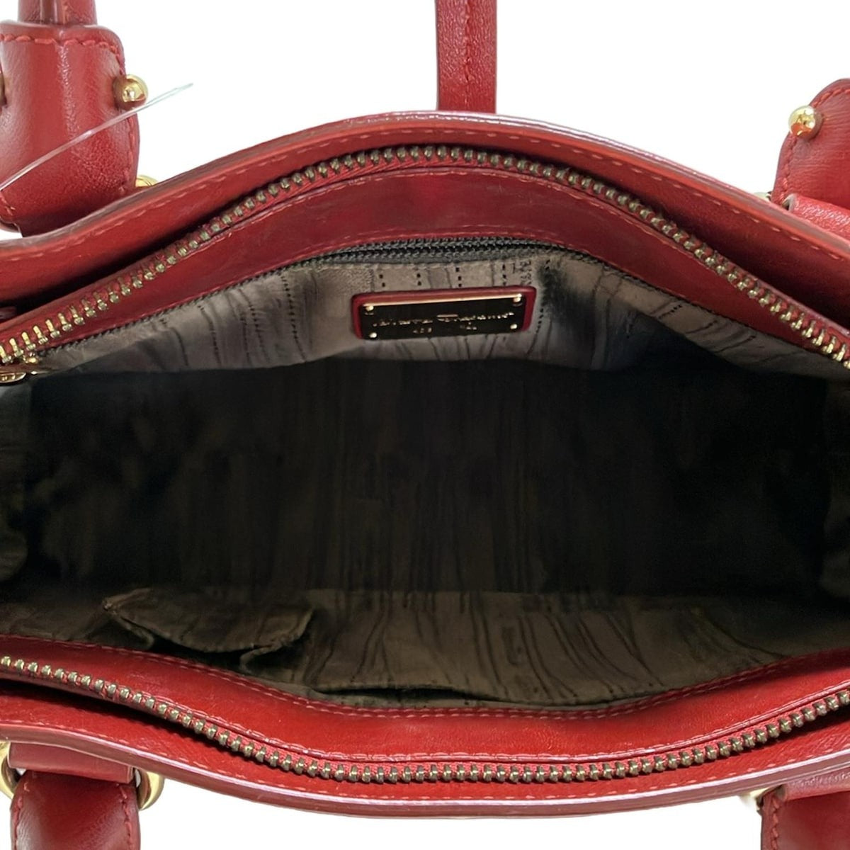 Salvatore Ferragamo Hand Bag Tote Purse Gancini Leather Bordeaux Authentic